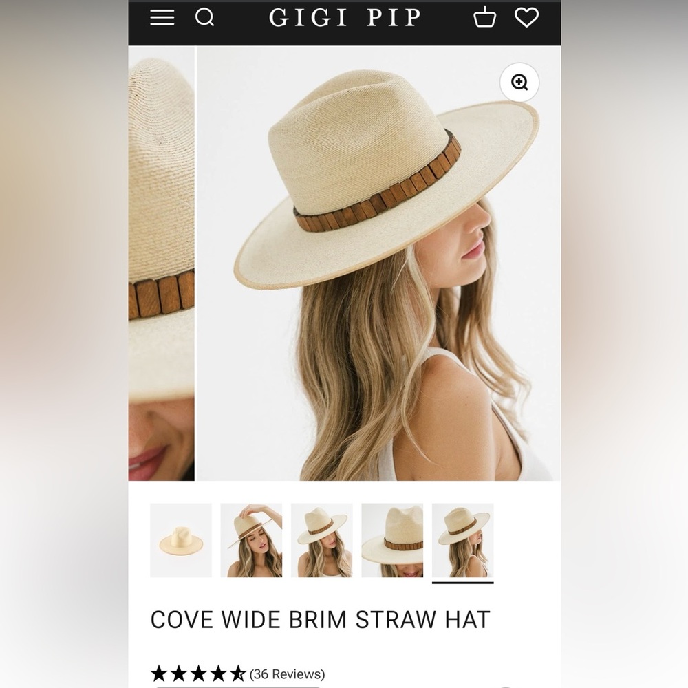 GIGI PIP Cove Wide Brim Straw Hat with Brown Band